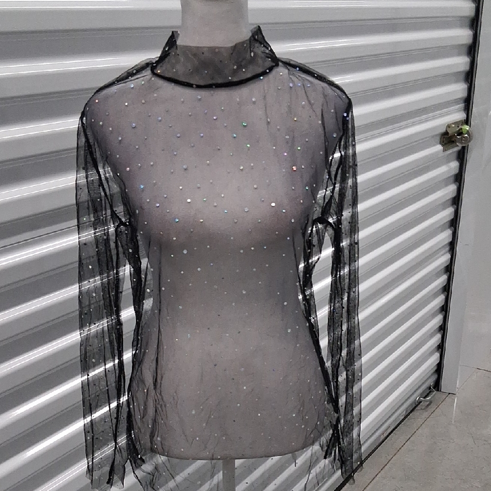 Glittery Sheer Mesh Top